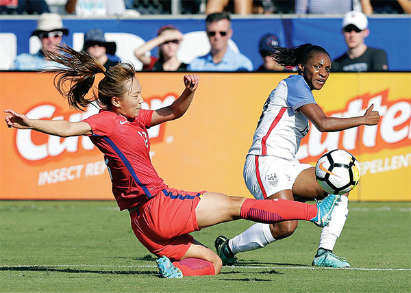 한국 여자축구, 미국에 0-6 완패