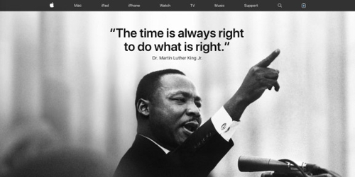 애플 홈페이지의 마틴 루터 킹 추모와 애플의 ‘옳은 일’