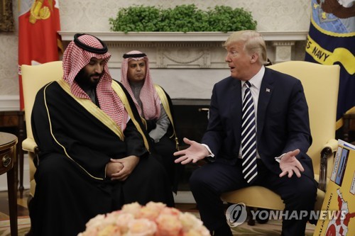 트럼프, 사우디 왕세자 환대…미국산 무기 지속 구입 당부