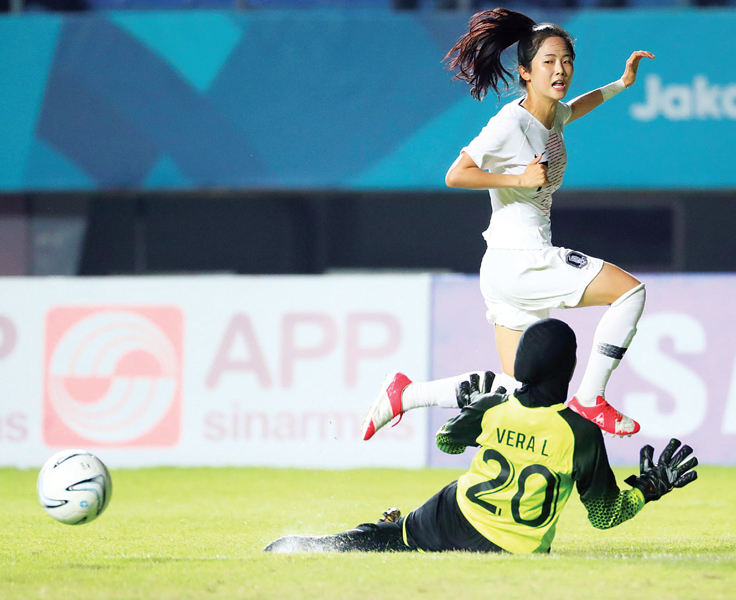 한국 여자축구 8강 안착