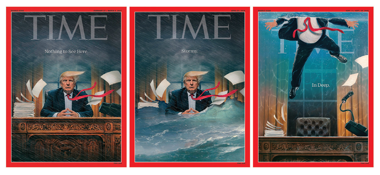 ‘물에 잠긴 트럼프’ 타임지 풍자 표지