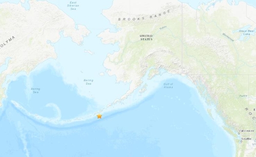알래스카주 알류샨 열도 서부 해상에서 규모 5.3 지진