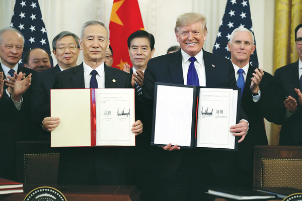 미중, 1단계 무역합의 서명