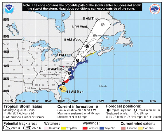열대성 폭풍 ‘이사야스’ 오늘 워싱턴 지역 통과