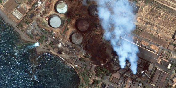 시리아 정유공장서 지중해로 대량 기름 유출