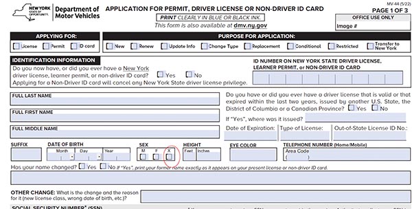 뉴욕주, 운전 면허증‘X’성별 온라인도 가능