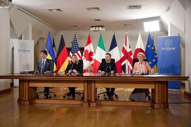 G7, 전쟁 3년째 접어드는 우크라에 “시간 얼마 걸리든 지원”