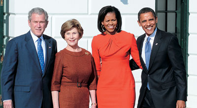 오바마 - 부시 백악관서 회동
