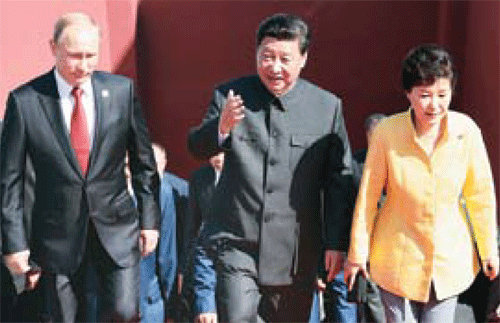 시진핑, 박 대통령‘환대’… 장쩌민·후진타오도 참석