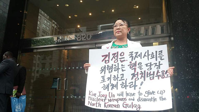 마영애씨, 북한 대표부앞 1인시위